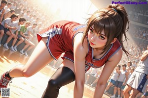 A couple of young women playing basketball on a court.